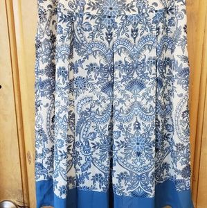 Worthington blue floral skirt